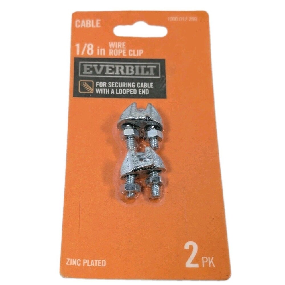 Everbilt 1/8" Wire Rope Cable Clip Clamp Zinc Plated 2 Pack New in Package 42594